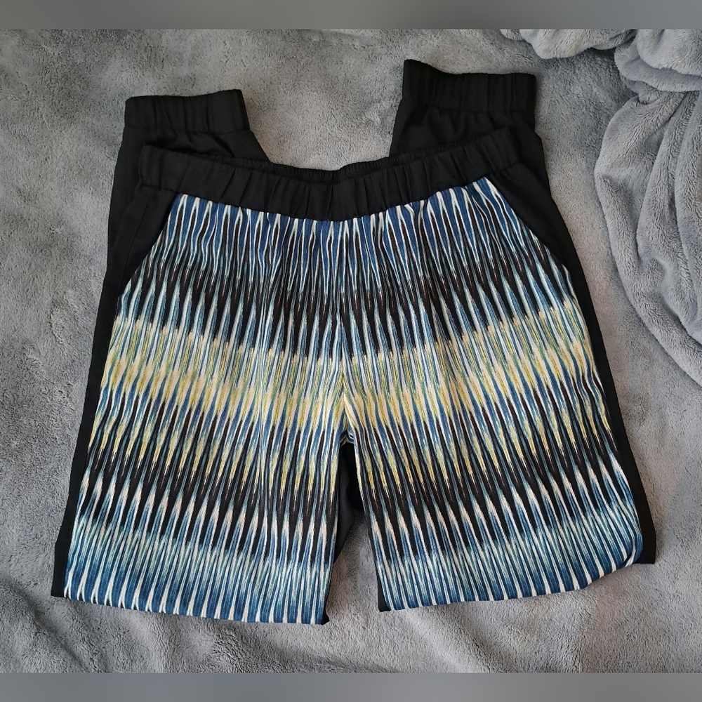 Blue and green flowy pants